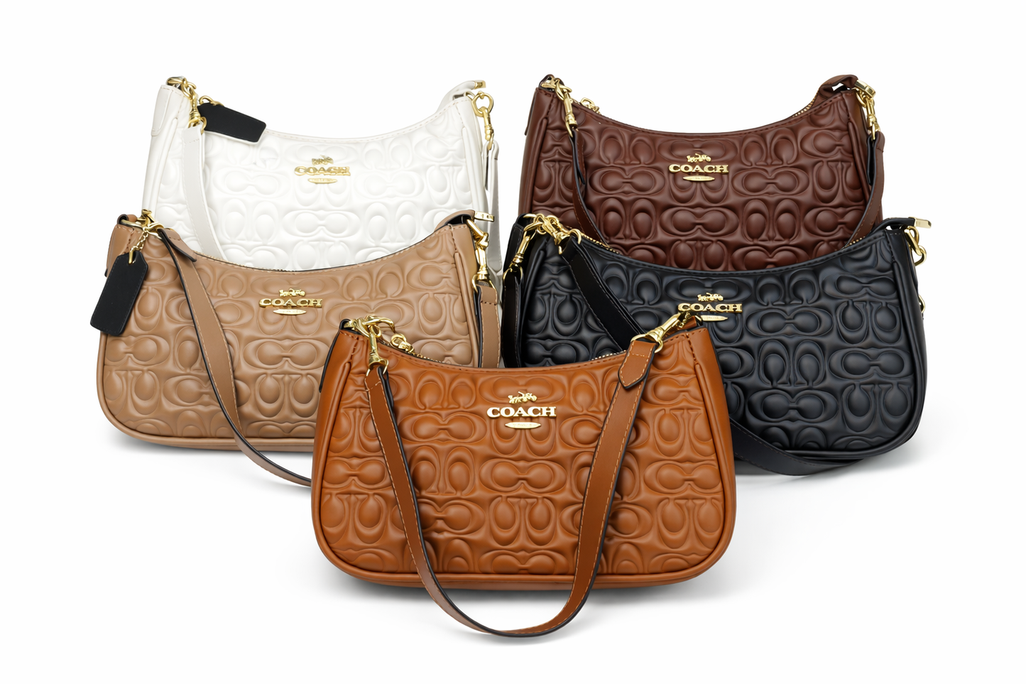 Shoulder Bag - Embossed Crescent Shape
