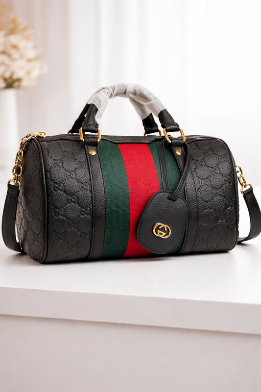 Tote Mini - Black with Monogram Stripe